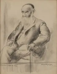 Rabbi de Vries by Clara Klinghoffer, charcoal on paper, sold Jul 2020