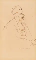 Rabbi by Clara Klinghoffer, 1920, ink on paper, sold Jul 2020