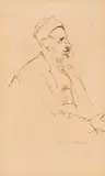 Rabbi by Clara Klinghoffer, 1920, ink on paper, sold Jul 2020