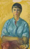 Portrait of a young girl by Clara Klinghoffer, 1960, oil on paper, sold Jul 2020