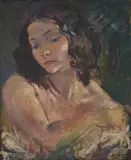 Untitled (Portrait of a woman) by Clara Klinghoffer, 1955, oil on canvas, sold Jul 2020