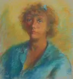 Untitled (Portrait of a young woman) by Clara Klinghoffer, 1941, pastel on paper mounted to mat, sold Jul 2020