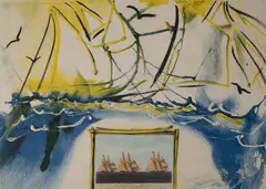 Currier & Ives series: American Yacht Races by Salvador Dalí, 1971, lithograph in colors on Japanese paper, sold Jul 2020