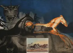 Currier & Ives series: American Trotting Horses II by Salvador Dalí, 1971, lithograph in colors on Japanese paper, sold Jul 2020