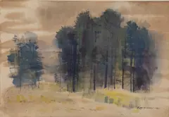 Untitled (woods) by Ralph Avery, 1960, watercolor, sold Jul 2020
