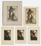 Group, five (5) Matador and two women by Robert Massey, etching, sold Jul 2020