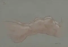 Torso by Donald Holden, 1999, conte crayon on blue paper, sold Jul 2020