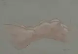 Torso by Donald Holden, 1999, conte crayon on blue paper, sold Jul 2020