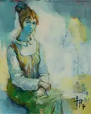 In Repose by Robert Aillaud Ayo, oil on canvas (unstretched), sold Jul 2020