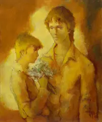 Fresh Flowers by Robert Aillaud Ayo, 1975, oil on canvas (unstretched), sold Jul 2020