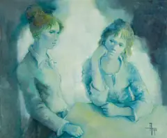 Deep Thoughts by Robert Aillaud Ayo, oil on canvas (unstretched), sold Jul 2020