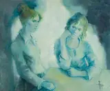 Deep Thoughts by Robert Aillaud Ayo, oil on canvas (unstretched), sold Jul 2020