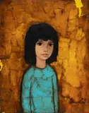 Girl on Brown by Claire Lier, 1966, oil on canvas (unstretched), sold Jul 2020