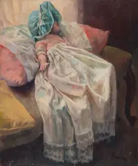 Sleeping Doll by Francisco Hernandez Cop, 1977, oil on canvas (unstretched), sold Jul 2020