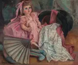 Doll Play by Francisco Hernandez Cop, 1977, oil on canvas (unstretched), sold Jul 2020