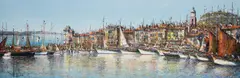 St. Tropez Marina by Guy Dessapt, oil on canvas (unstretched), sold Jul 2020