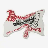 Guard Dog Sign by Robert Lazzarini, 2010, silkscreen in two colors on epoxy-painted laser cut aluminum, sold Aug 2020