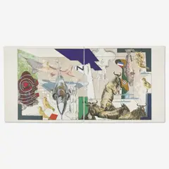 Casting Diptych by Stuart Diamond, lithograph in colors, sold Aug 2020