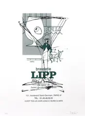 Brasserie Lipp by Jay Batlle, 2014, silkscreen on 320 gram Coventry Rag paper, sold Aug 2020