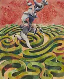 Untitled (Maze) by Julie Heffernan, watercolor on paper, sold Aug 2020