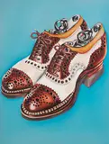 Untitled (Oxford Wingtip Shoes) by Raoul Middleman, 1966, acrylic on canvas, sold Aug 2020