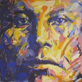 Pizi (Gall) Hunkpapa Sioux War Chief by Dominik Burckhardt, 1996, acrylic on canvas, sold Aug 2020
