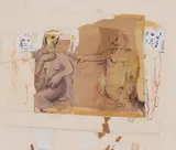Untitled (Study with four women) by Maria Scotti, mixed media, collage, acrylic, and ink on paper, sold Aug 2020