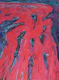 Untitled (Red, blue, purple) by Robert Schaberl, acrylic on paper mounted to heavy paper, sold Aug 2020