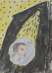 Untitled (Light beam) by Jean-Charles Blais, 1982, pastel and collage on paper, sold Aug 2020