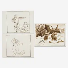 Group, three (3) works on paper by Robert Jessup, 1987, watercolor on paper, sold Aug 2020