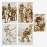 Group, five (5) works on paper by Robert Jessup, 1987, watercolor on paper, sold Aug 2020