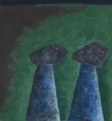 Untitled (Smoke stacks) by Rex Lau, 1988, oil on paper, sold Aug 2020