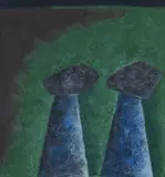 Untitled (Smoke stacks) by Rex Lau, 1988, oil on paper, sold Aug 2020