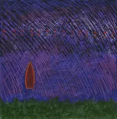 Untitled (Blue and green) by Rex Lau, 1988, oil on paper, sold Aug 2020
