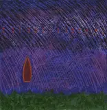 Untitled (Blue and green) by Rex Lau, 1988, oil on paper, sold Aug 2020