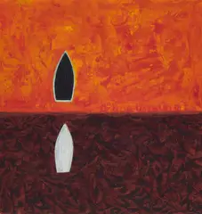 Untitled (Orange and brown) by Rex Lau, 1988, oil on paper, sold Aug 2020
