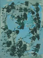 Untitled (Green on blue) by David Rankin, acrylic and watercolor on paper, sold Aug 2020