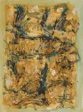 Untitled (Green on yellow) by David Rankin, 1990, acrylic and watercolor on paper, sold Aug 2020