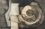 Untitled (Black and White Composition) by Benoît Gilsoul, 1979, charcoal and wash on paper, sold Aug 2020