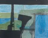 Untitled (Blue and Green) by Benoît Gilsoul, pastel and graphite on paper, sold Aug 2020