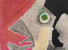 Untitled (Pink, green, black) by Benoît Gilsoul, pastel on paper, sold Aug 2020
