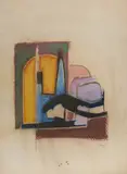 Untitled (Composition II) by Benoît Gilsoul, 1969, pastel on paper, sold Aug 2020