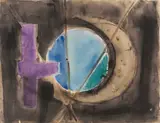 Untitled (Blue, purple, green) by Benoît Gilsoul, watercolor on paper, sold Aug 2020