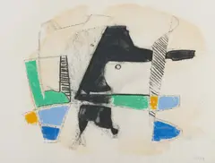 Untitled (Blue, green, yellow) by Benoît Gilsoul, pastel and charcoal on paper, sold Aug 2020