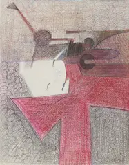 Untitled (Composition III) by Benoît Gilsoul, colored pencil on paper, sold Aug 2020