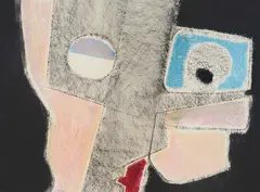Untitled (Composition V) by Benoît Gilsoul, charcoal and colored pencil on paper, sold Aug 2020