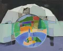 Untitled (Composition VI) by Benoît Gilsoul, 1974, charcoal and pastel on paper, sold Aug 2020