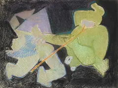 Untitled (Frog) by Benoît Gilsoul, charcoal and pastel on paper, sold Aug 2020