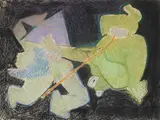 Untitled (Frog) by Benoît Gilsoul, charcoal and pastel on paper, sold Aug 2020