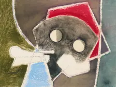 Untitled (Composition VIII) by Benoît Gilsoul, watercolor, charcoal and pastel on paper, sold Aug 2020